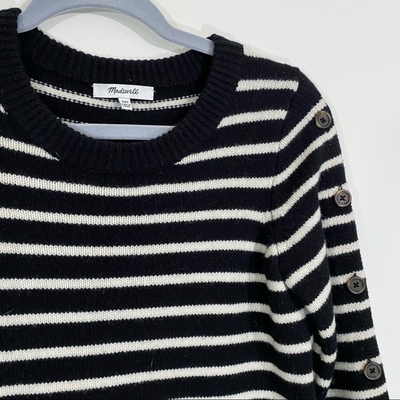 Madewell Button Sleeve Sweater Dress in Stripe XXS - Picture 3 of 6